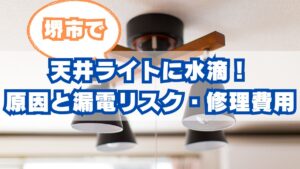 【堺市】天井ライトに水滴！雨漏りの原因特定と漏電リスク、火災保険活用ガイド